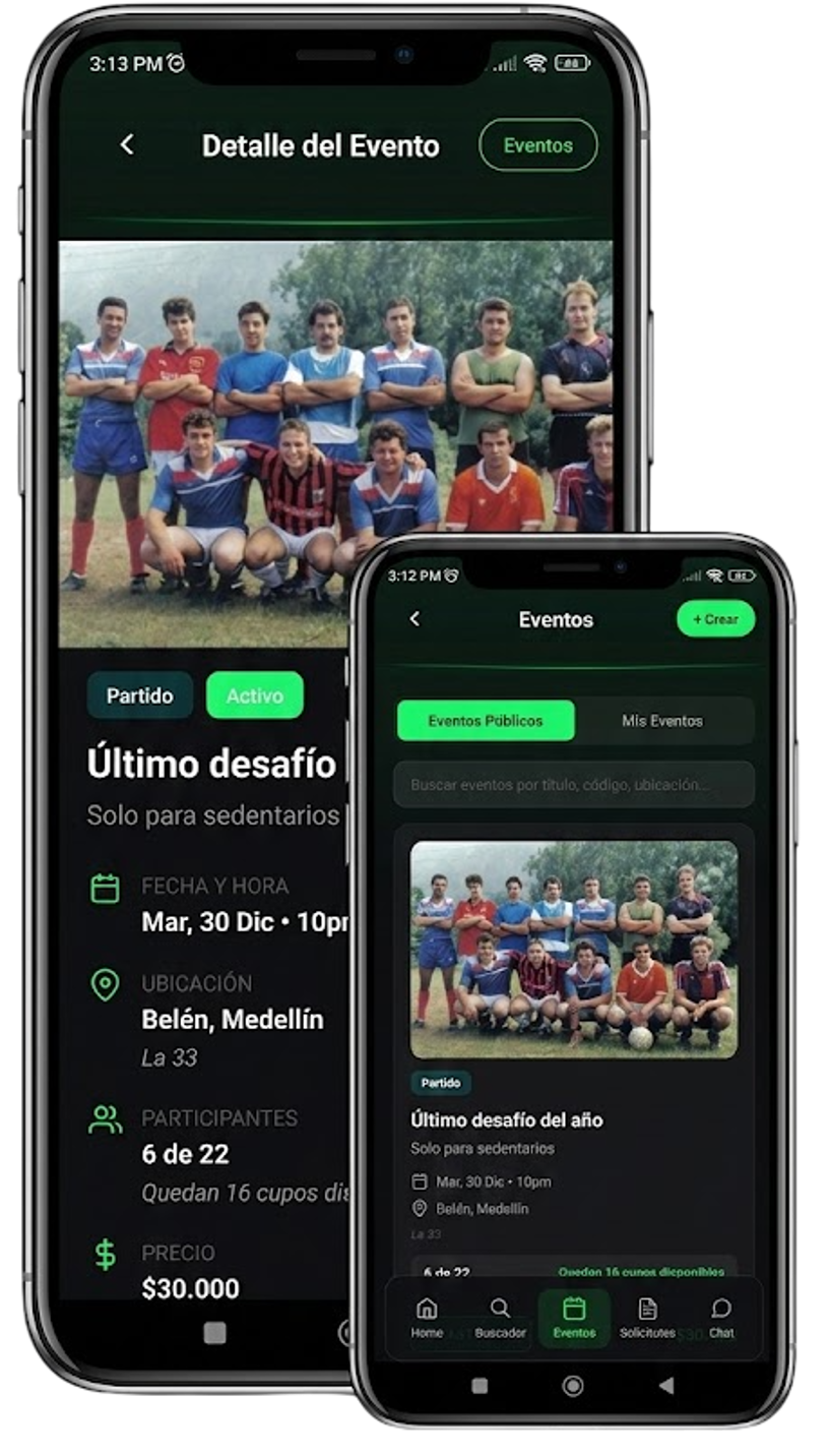 Explora y únete a eventos deportivos cerca de ti